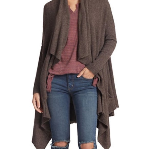 Free People Brown Waterfall Open Front Cardigan - Picture 1 of 4